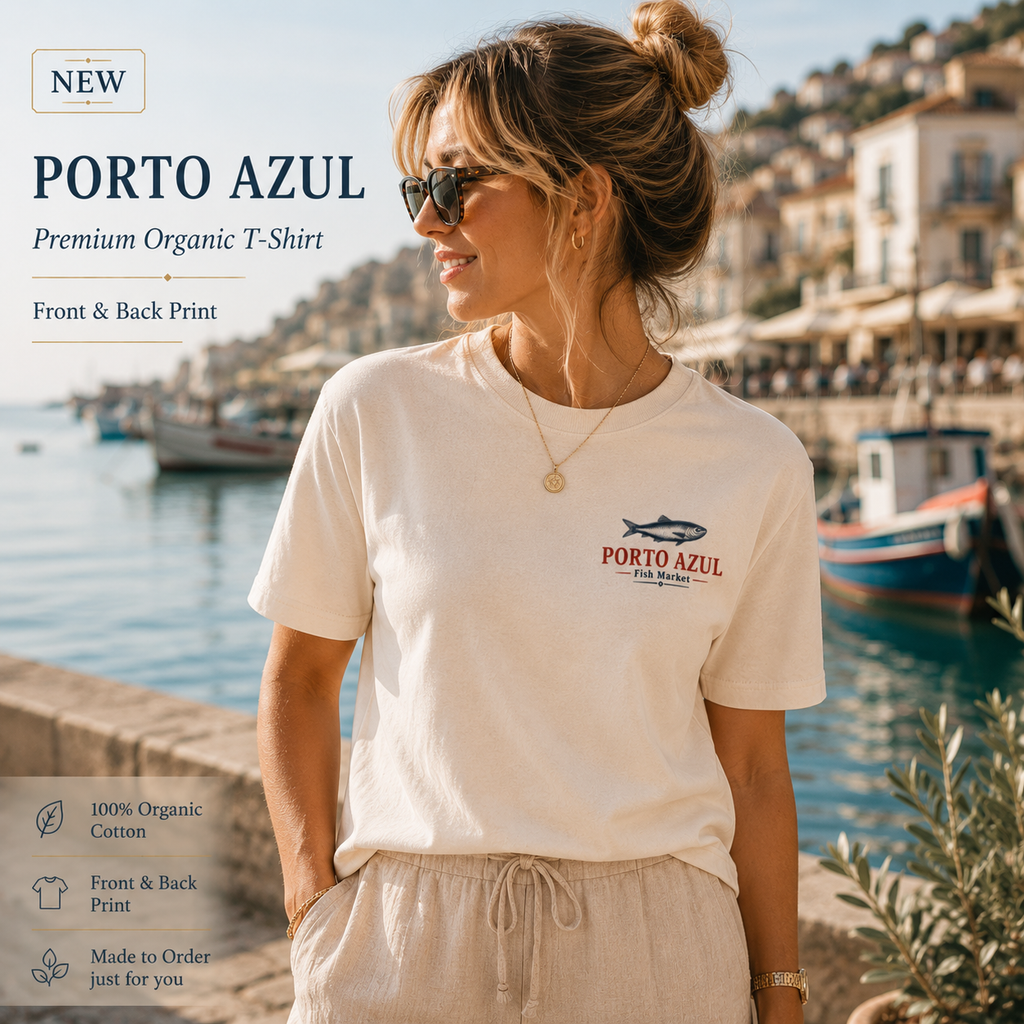 Portugal T-Shirt Damen | Sardinen Shirt Vintage | Porto Azul